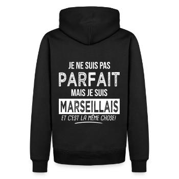 parfait je suis Marseillais Humour marseille - Sweat à capuche Premium bio Homme - noir - Dos - Nico (187cm)