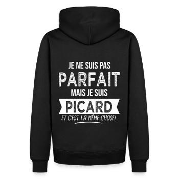 pas parfait je suis Picard Humour Picardie picards - Sweat à capuche Premium bio Homme - noir - Dos - Nico (187cm)