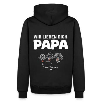 Wir lieben dich Papa dein Fanclub 3 Kinder - Männer Premium Bio Hoodie - Schwarz - Hinten - Nico (187cm)
