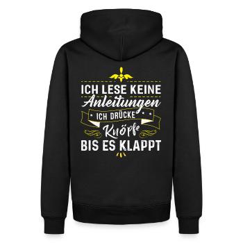 I don't read instructions - Men’s Premium Organic Hoodie - black - Back - Nico (187cm)