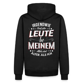 All people at my age - Men’s Premium Organic Hoodie - black - Back - Nico (187cm)