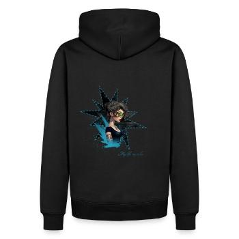 Fille rock - Sweat à capuche Premium bio Homme - noir - Dos - Nico (187cm)