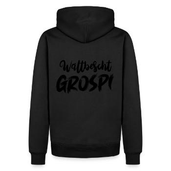 Wältbescht Grospi Opi Schweiz Opa Schweizerdeutsch - Männer Premium Bio Hoodie - Schwarz - Hinten - Nico (187cm)