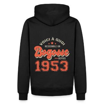 1953 anniversaire bogosse cadeau drole 70 ans - Sweat à capuche Premium bio Homme - noir - Dos - Nico (187cm)
