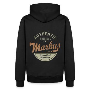 Markus Geschenk T-Shirt personalisierter Name markus - Männer Premium Bio Hoodie - Schwarz - Hinten - Nico (187cm)