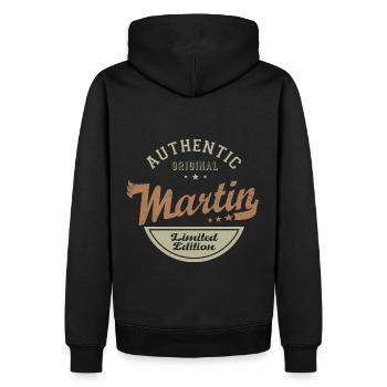 Martin cadeau Tshirt personnalisé prénom martin - Sweat à capuche Premium bio Homme - noir - Dos - Nico (187cm)
