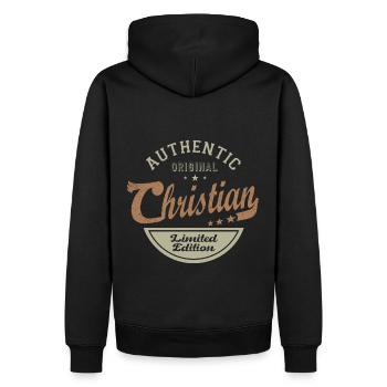Christian cadeau personnalisé prénom christian - Sweat à capuche Premium bio Homme - noir - Dos - Nico (187cm)