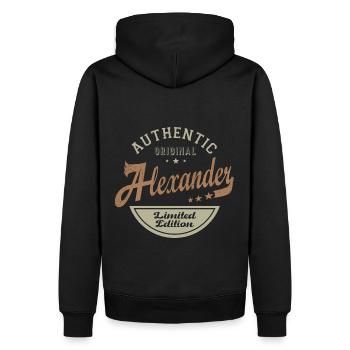 Alexander personalisierter Geschenkname Alexander - Männer Premium Bio Hoodie - Schwarz - Hinten - Nico (187cm)