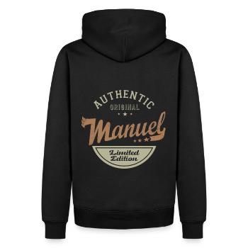 Manuel cadeau Tshirt personnalisé prénom manuel - Sweat à capuche Premium bio Homme - noir - Dos - Nico (187cm)