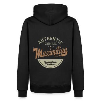 Maximilian Tshirt personalisierter Name maximilian - Männer Premium Bio Hoodie - Schwarz - Hinten - Nico (187cm)
