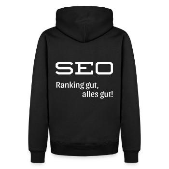 SEO Spruch Ranking gut alles gut - Männer Premium Bio Hoodie - Schwarz - Hinten - Nico (187cm)