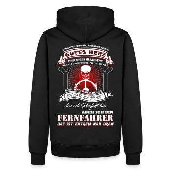 Fernfahrer sind fast Perfekt - Männer Premium Bio Hoodie - Schwarz - Hinten - Nico (187cm)