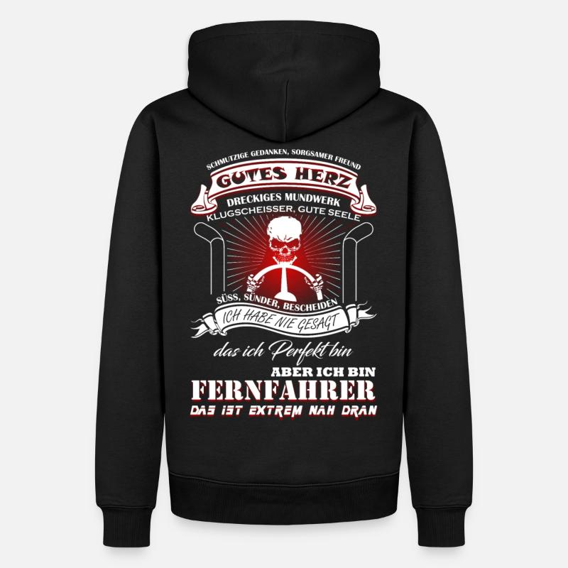 Fernfahrer sind fast Perfekt - Männer Premium Bio Hoodie - Schwarz