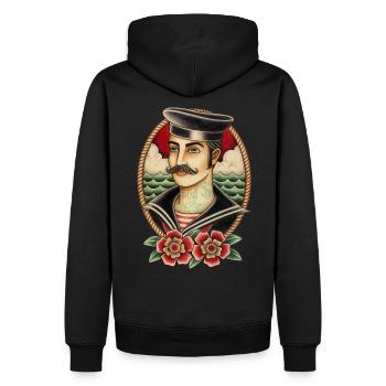 SAILOR JUNGE - Männer Premium Bio Hoodie - Schwarz - Hinten - Nico (187cm)