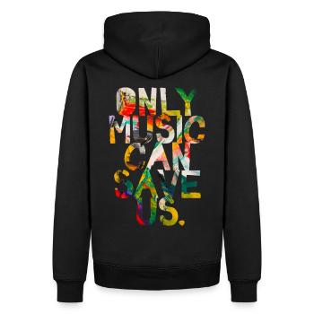 Seule la musique peut nous sauver - Sweat à capuche Premium bio Homme - noir - Dos - Nico (187cm)