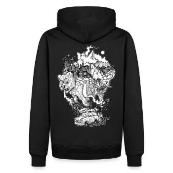 Dreams beyond The Wall - B&W - Sweat à capuche Premium bio Homme - noir - Dos - Nico (187cm)
