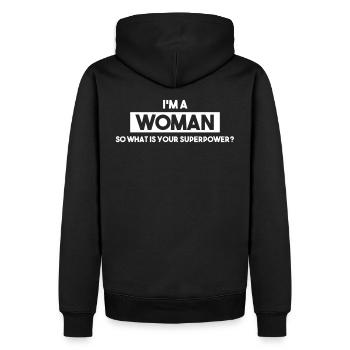 Femme de pouvoir, super-femme, féminisme, femme de pouvoir - Sweat à capuche Premium bio Homme - noir - Dos - Nico (187cm)