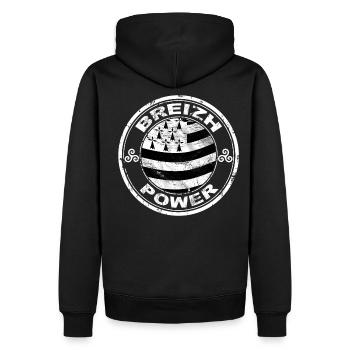 bretagne, breizh power 02 - Sweat à capuche Premium bio Homme - noir - Dos - Nico (187cm)