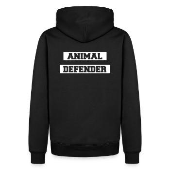 Animal Defender, Tierrecht, Veganer / Vegetarier - Männer Premium Bio Hoodie - Schwarz - Hinten - Nico (187cm)