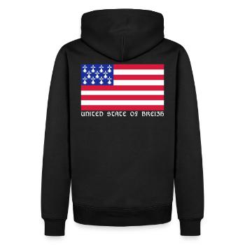 Drapeau de Bretagne Américain - Sweat à capuche Premium bio Homme - noir - Dos - Nico (187cm)