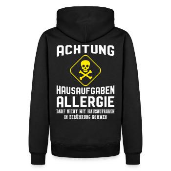 Achtung Hausaufgaben Allergie - Männer Premium Bio Hoodie - Schwarz - Hinten - Nico (187cm)