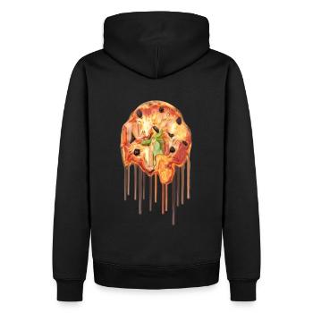 Schlanke Pizza - Männer Premium Bio Hoodie - Schwarz - Hinten - Nico (187cm)