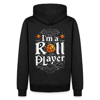 I'm a roll player - Sweat à capuche Premium bio Homme - noir - Dos - Nico (187cm)