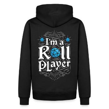 I'm a roll player - Sweat à capuche Premium bio Homme - noir - Dos - Nico (187cm)