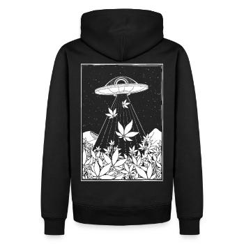 Alien DMT sammelt Unkraut - Männer Premium Bio Hoodie - Schwarz - Hinten - Nico (187cm)