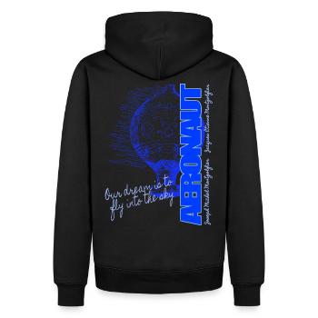 Retro Aeronaut - Montgolfière - BACKPRINT - Sweat à capuche Premium bio Homme - noir - Dos - Nico (187cm)