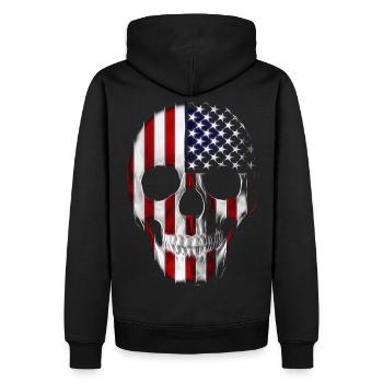 Tête de mort Amérique Drapeau - Sweat à capuche Premium bio Homme - noir - Dos - Nico (187cm)