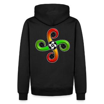 Croix Basque Lauburu - Sweat à capuche Premium bio Homme - noir - Dos - Nico (187cm)