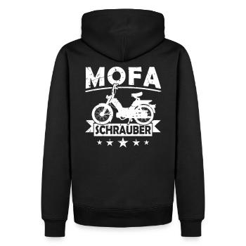 Mofa Schrauber Moped Mofafahrer Zweitakter Tüftler - Männer Premium Bio Hoodie - Schwarz - Hinten - Nico (187cm)