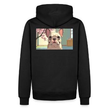 Niedliche Bulldogge im animierten Stil - Männer Premium Bio Hoodie - Schwarz - Hinten - Nico (187cm)