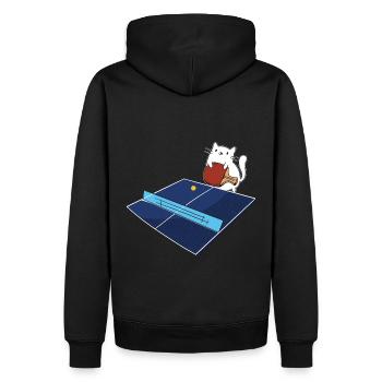 Tischtennis Outfit Damen Katze - Männer Premium Bio Hoodie - Schwarz - Hinten - Nico (187cm)