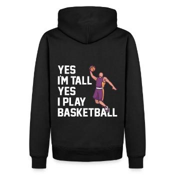 Yes I'm Tall Yes I Play Basketball Design für - Männer Premium Bio Hoodie - Schwarz - Hinten - Nico (187cm)