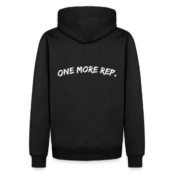 one more rep - Männer Premium Bio Hoodie - Schwarz - Hinten - Nico (187cm)