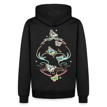 Papillons Vrilles Ornements Motifs - Sweat à capuche Premium bio Homme - noir - Dos - Nico (187cm)