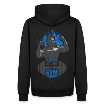 Bro, Welcome To The Gym - hell - Männer Premium Bio Hoodie - Schwarz - Hinten - Nico (187cm)