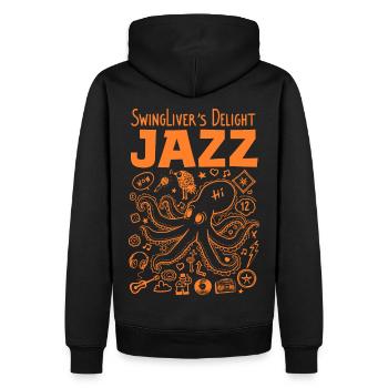 SwinLiver s Delight - Männer Premium Bio Hoodie - Schwarz - Hinten - Nico (187cm)