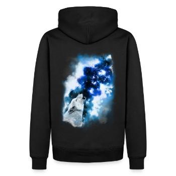 Paintery Style :Starry Wolf Night: - Männer Premium Bio Hoodie - Schwarz - Hinten - Nico (187cm)