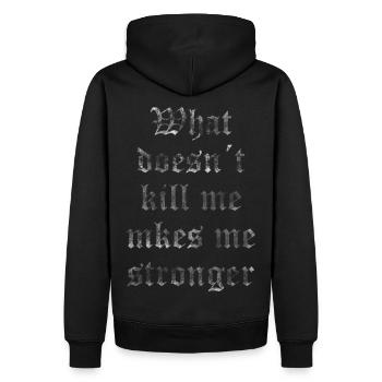 what dosn t kill me makes me stronger bearbeitet 2 - Männer Premium Bio Hoodie - Schwarz - Hinten - Nico (187cm)