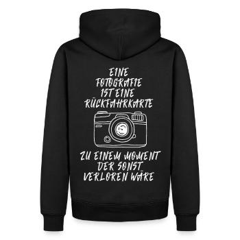 Fotografie Spruch Emotional - Männer Premium Bio Hoodie - Schwarz - Hinten - Nico (187cm)