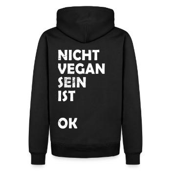 Nicht vegan sein - Männer Premium Bio Hoodie - Schwarz - Hinten - Nico (187cm)