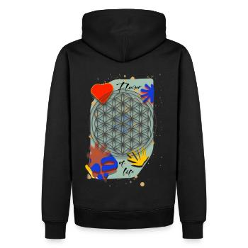Flower or life - Blume des Lebens - Männer Premium Bio Hoodie - Schwarz - Hinten - Nico (187cm)