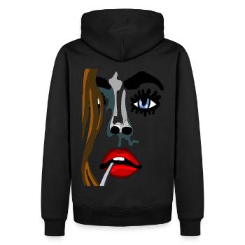 Classic Art Face - Top Model avec lumières rouges - Sweat à capuche Premium bio Homme - noir - Dos - Nico (187cm)