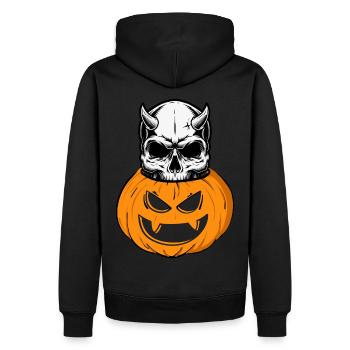 Gruseliges Jack-o'-Lantern Design mit Totenschädel - Männer Premium Bio Hoodie - Schwarz - Hinten - Nico (187cm)