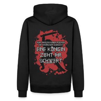 Königin mit Schwert Krone Spruch - Männer Premium Bio Hoodie - Schwarz - Hinten - Nico (187cm)