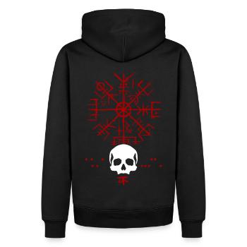 Wikinger Schädel - Männer Premium Bio Hoodie - Schwarz - Hinten - Nico (187cm)