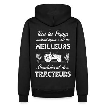 Meilleur Papy Pilote Tracteur Humour Agriculteur - Sweat à capuche Premium bio Homme - noir - Dos - Nico (187cm)